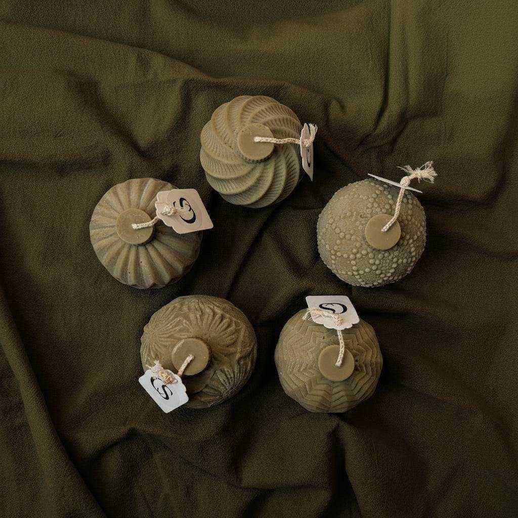 Rapsų vaško rankų darbo šventinės žvakės – Kalėdinių burbulų rinkinys