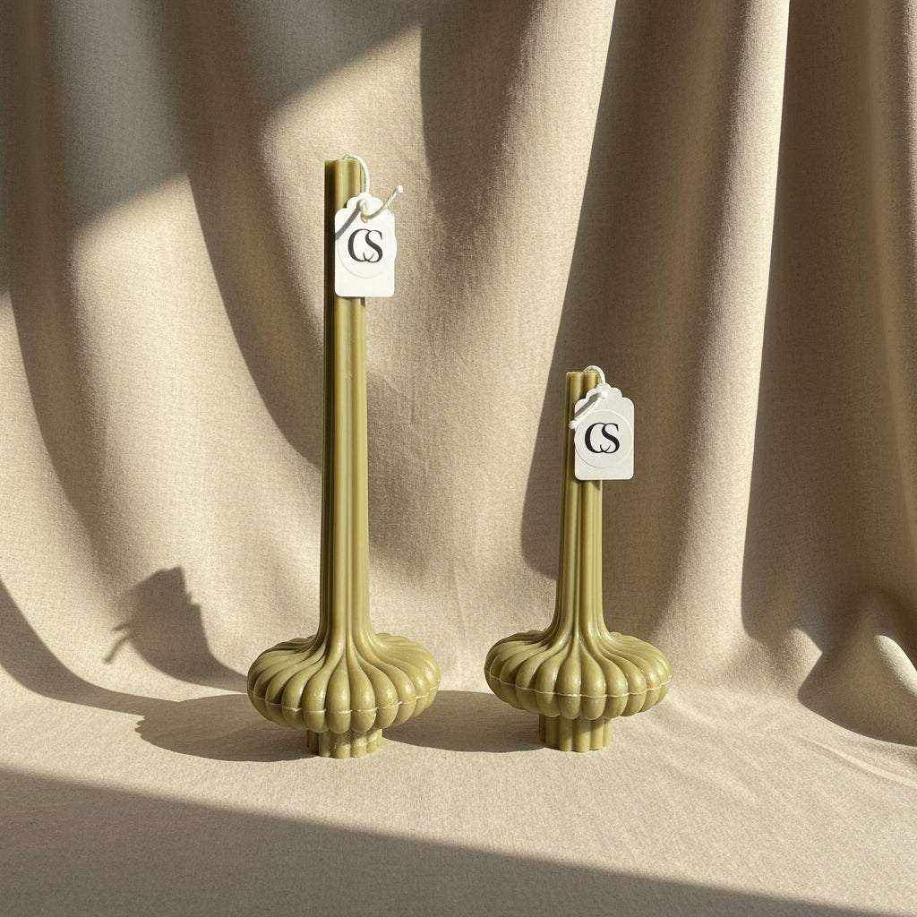 Rapsų vaško žvakės Barbora ir Barborytė elegantiškame dizaine namų dekorui