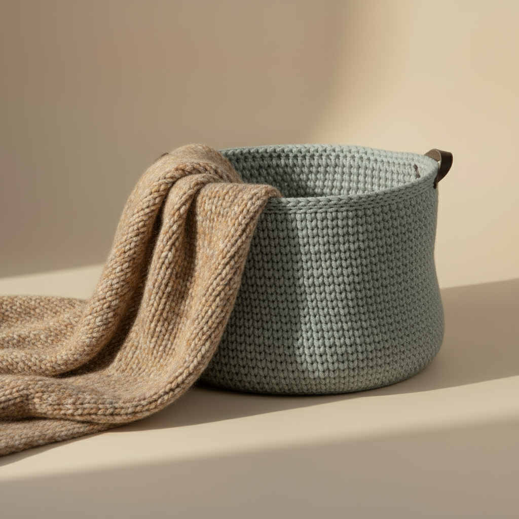 Rankų darbo krepšys "Light grey" iš 100% perdirbtos medvilnės su odinėmis rankenomis