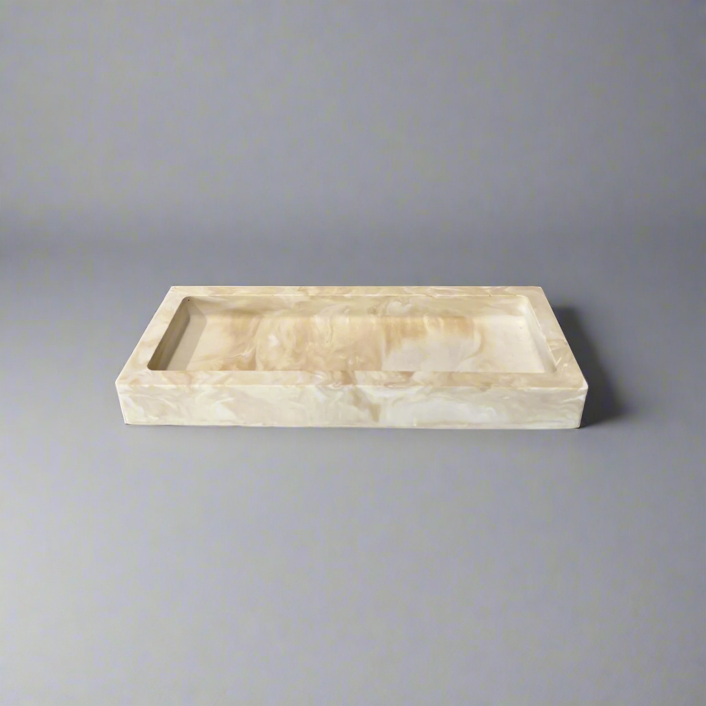 Padėklas marmuro linijos minimalistinio dizaino iš gipso žemiškų spalvų su marmuro raštu