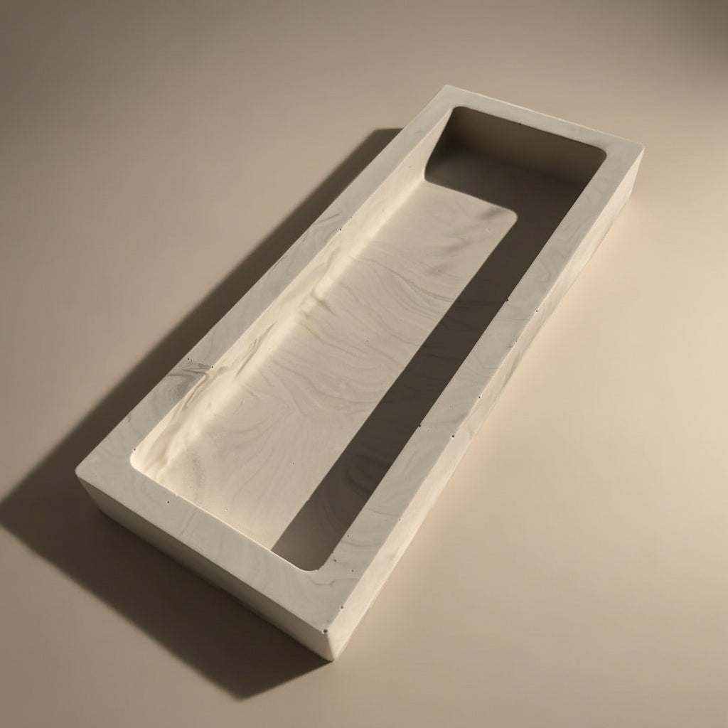 Padėklas marmuro linijos minimalistinio gipso dizaino žemiškų spalvų