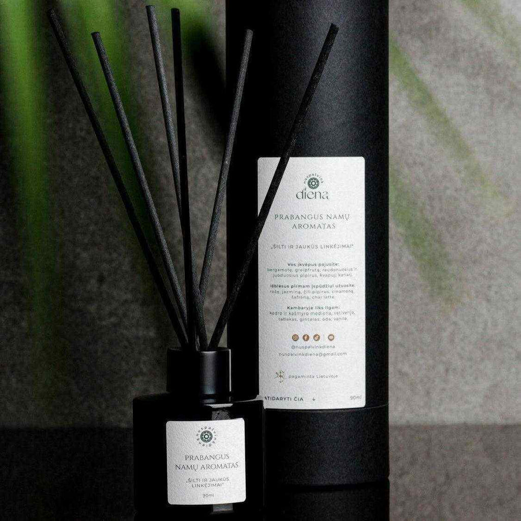 namų kvapas šiltas jaukus citrusinis aromatas su medienos tabako gintaro natomis