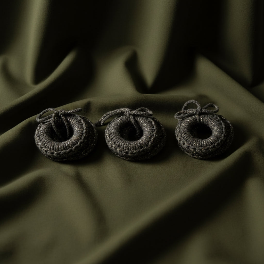 Rankų darbo anglies pilkos spalvos servetėlių žiedai iš perdirbtos medvilnės virvės, 2 vnt. rinkinys