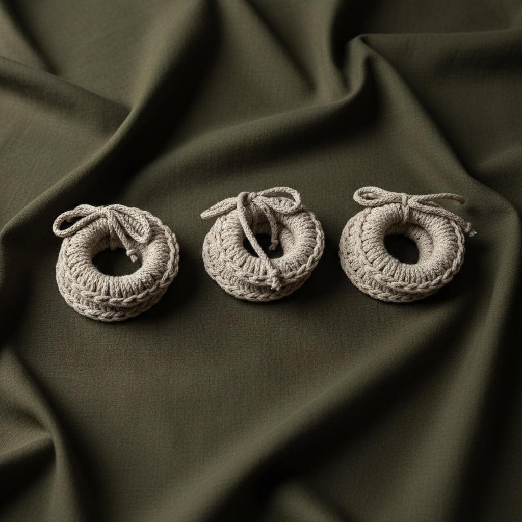 Rankų darbo servetėlių žiedai Leo iš perdirbtos medvilnės virvės, 2 vnt. komplektas