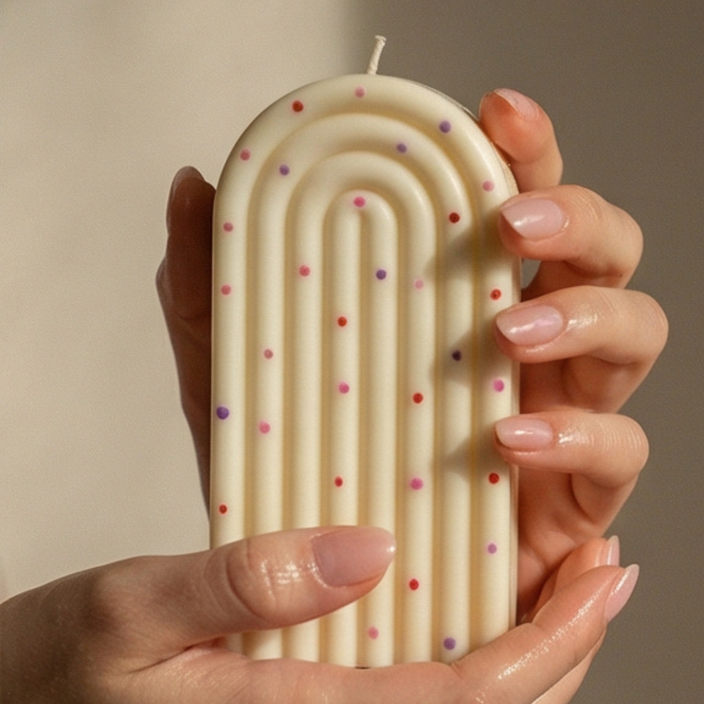 Dekoruota sojų vaško žvakė "Soft Arch Mini"