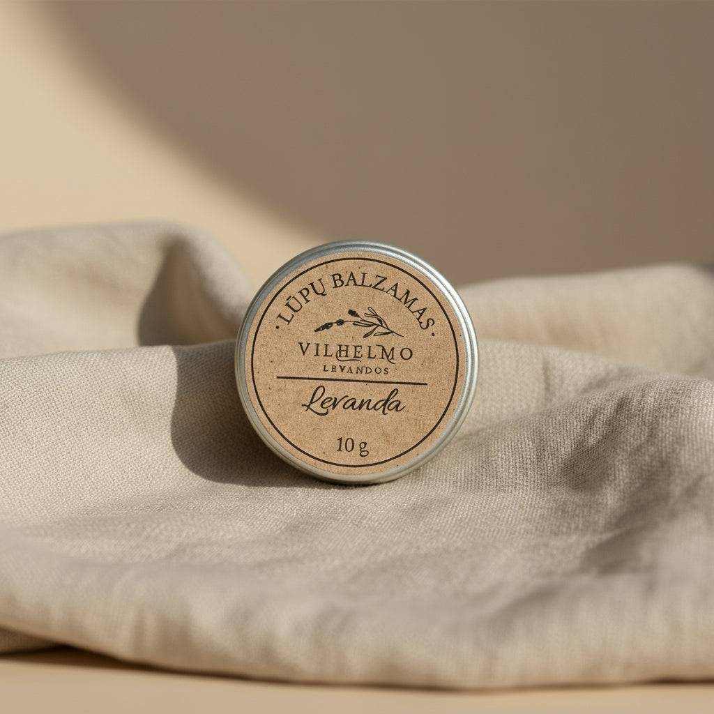 natūralus lūpų balzamas su levandų aliejumi rankų darbo gaminys Lietuvos gamyba