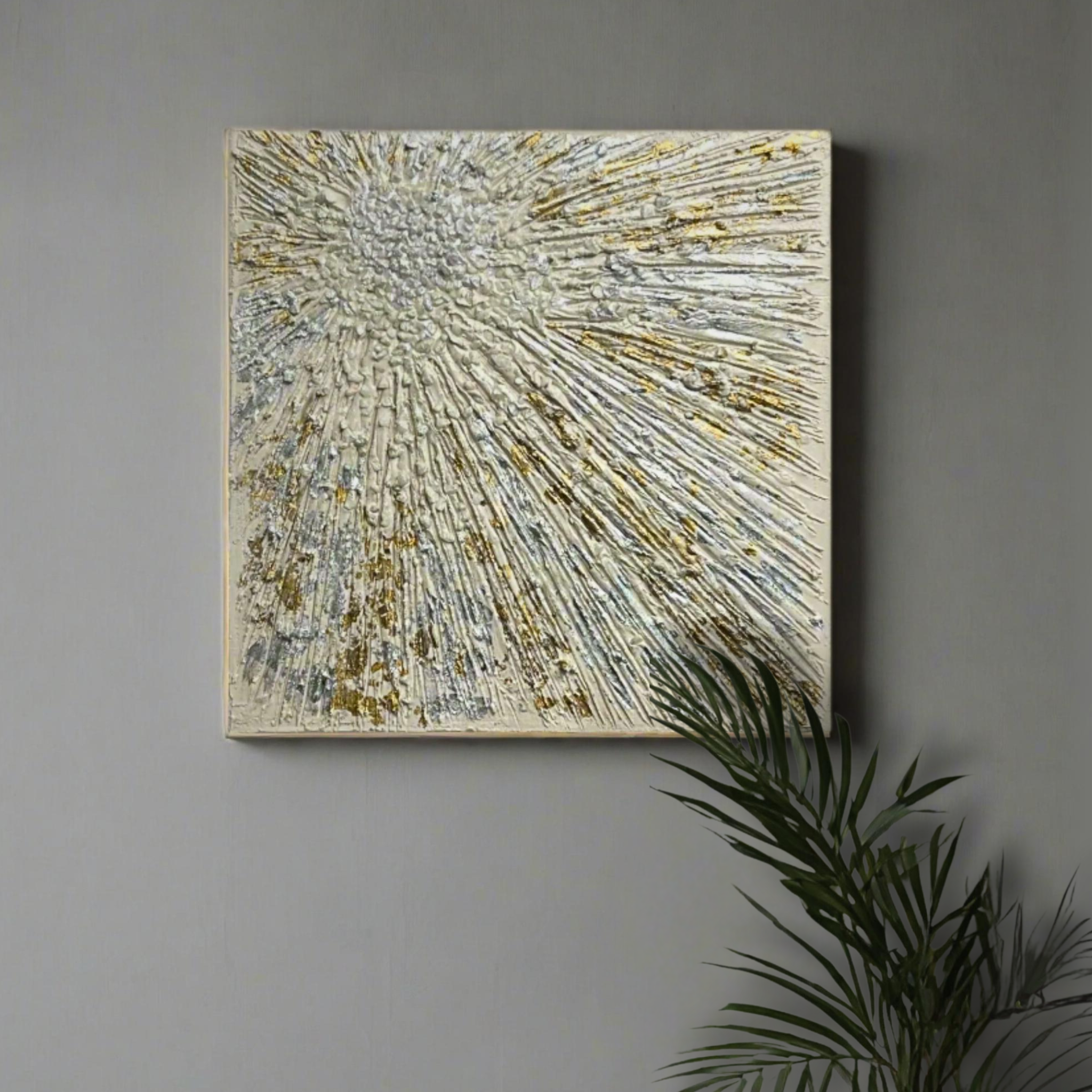 Tekstūrinis paveikslas Demegat su aukso ir sidabro blizgesiu saulės šviesos motyvu